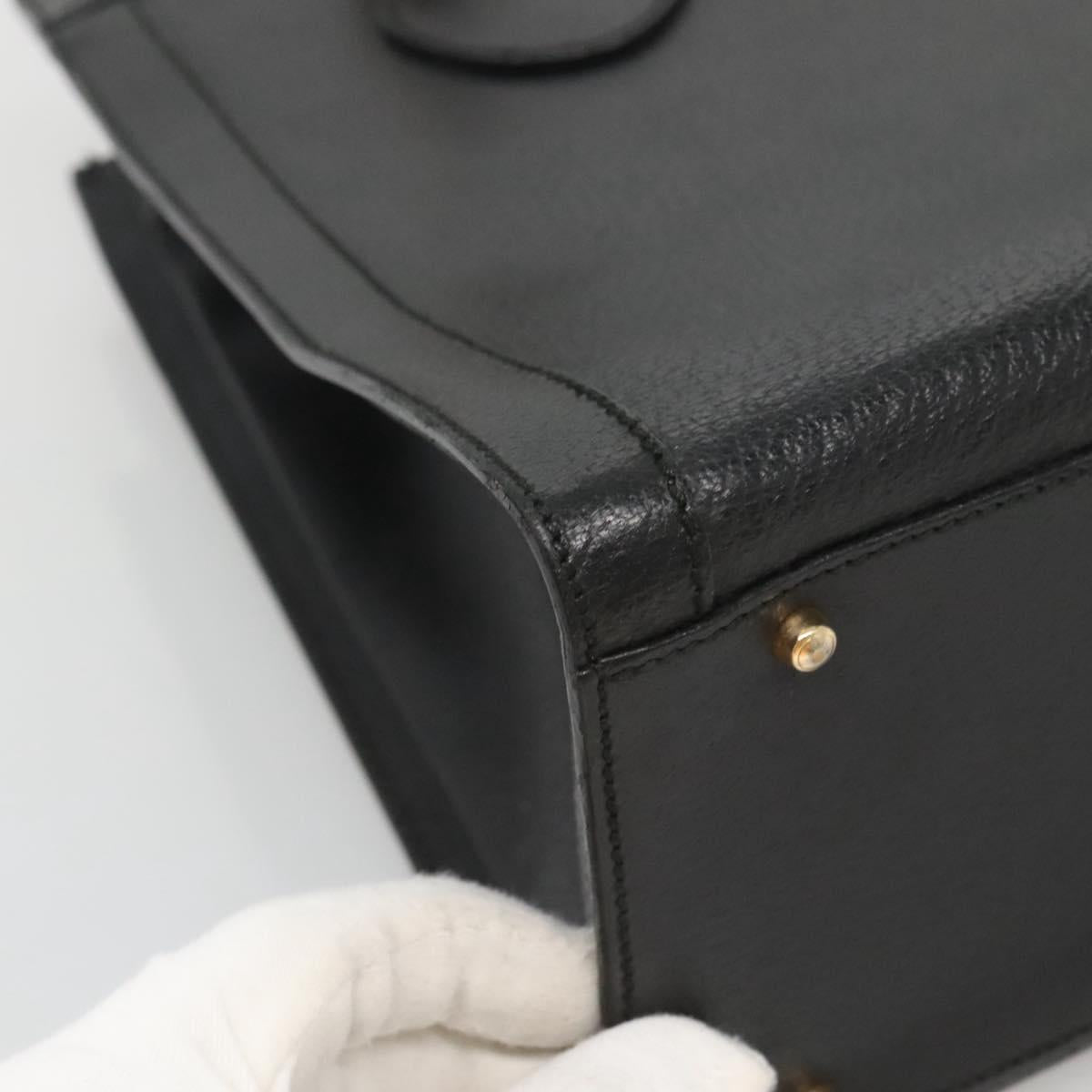 GUCCI Bamboo Hand Bag Leather Black Gold 002 1095 0260 Auth mr1335