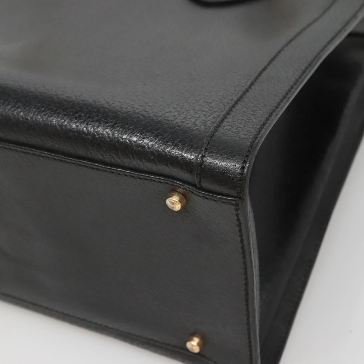 GUCCI Bamboo Hand Bag Leather Black Gold 002 1095 0260 Auth mr1335