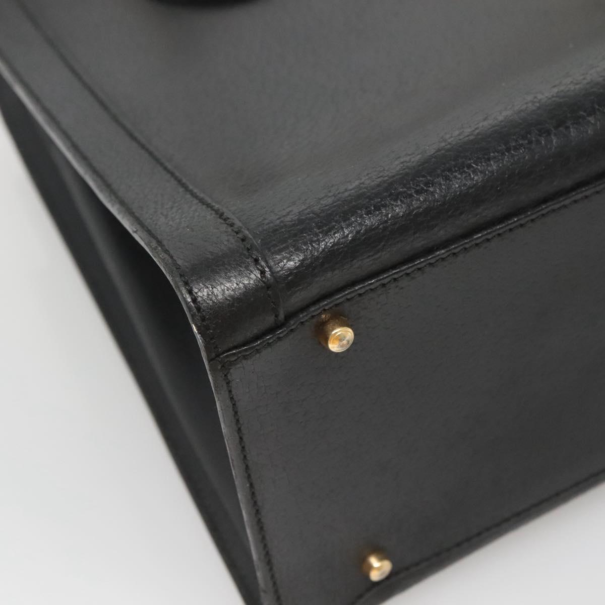 GUCCI Bamboo Hand Bag Leather Black Gold 002 1095 0260 Auth mr1335