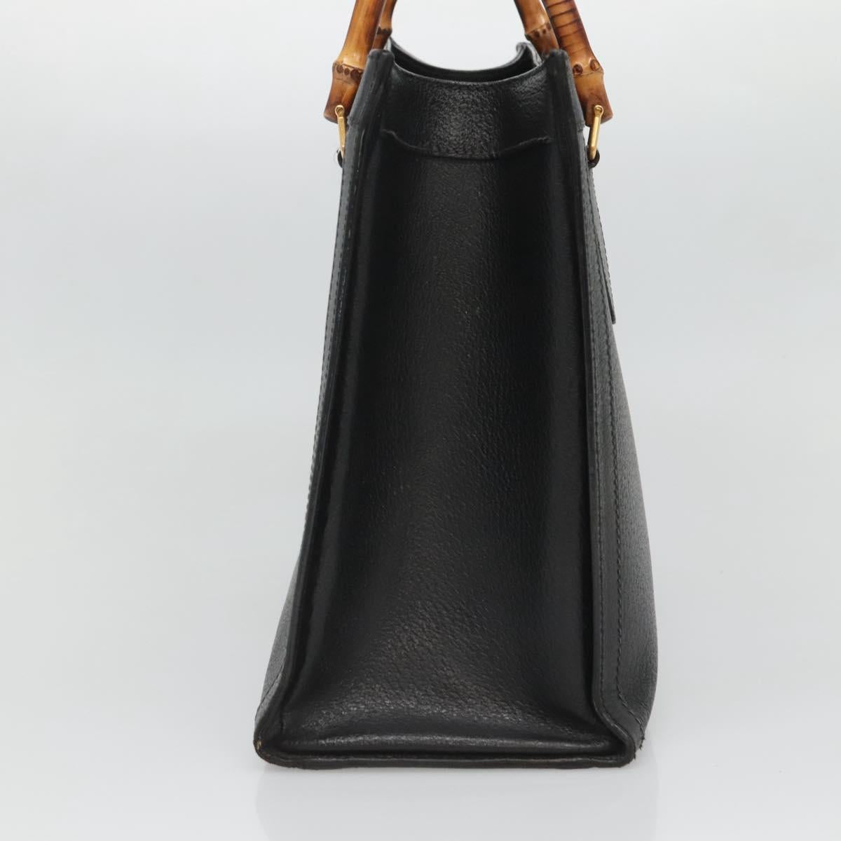 GUCCI Bamboo Hand Bag Leather Black Gold 002 2853 0260 0 Auth mr1336