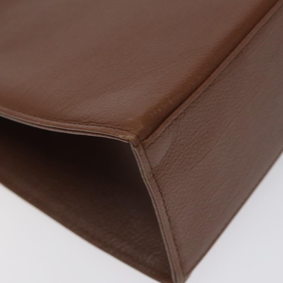 SAINT LAURENT Hand Bag Leather Brown Gold Auth mr1347