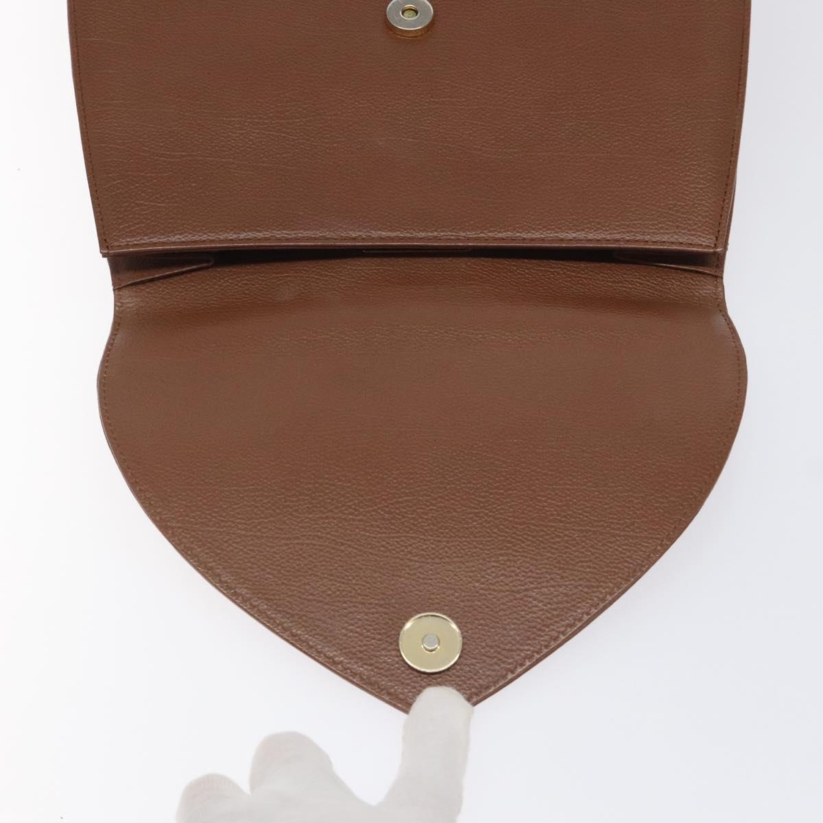 SAINT LAURENT Hand Bag Leather Brown Gold Auth mr1347