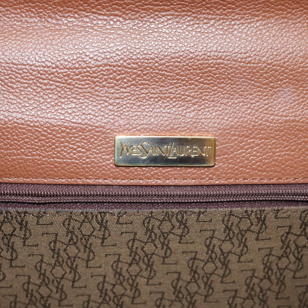 SAINT LAURENT Hand Bag Leather Brown Gold Auth mr1347