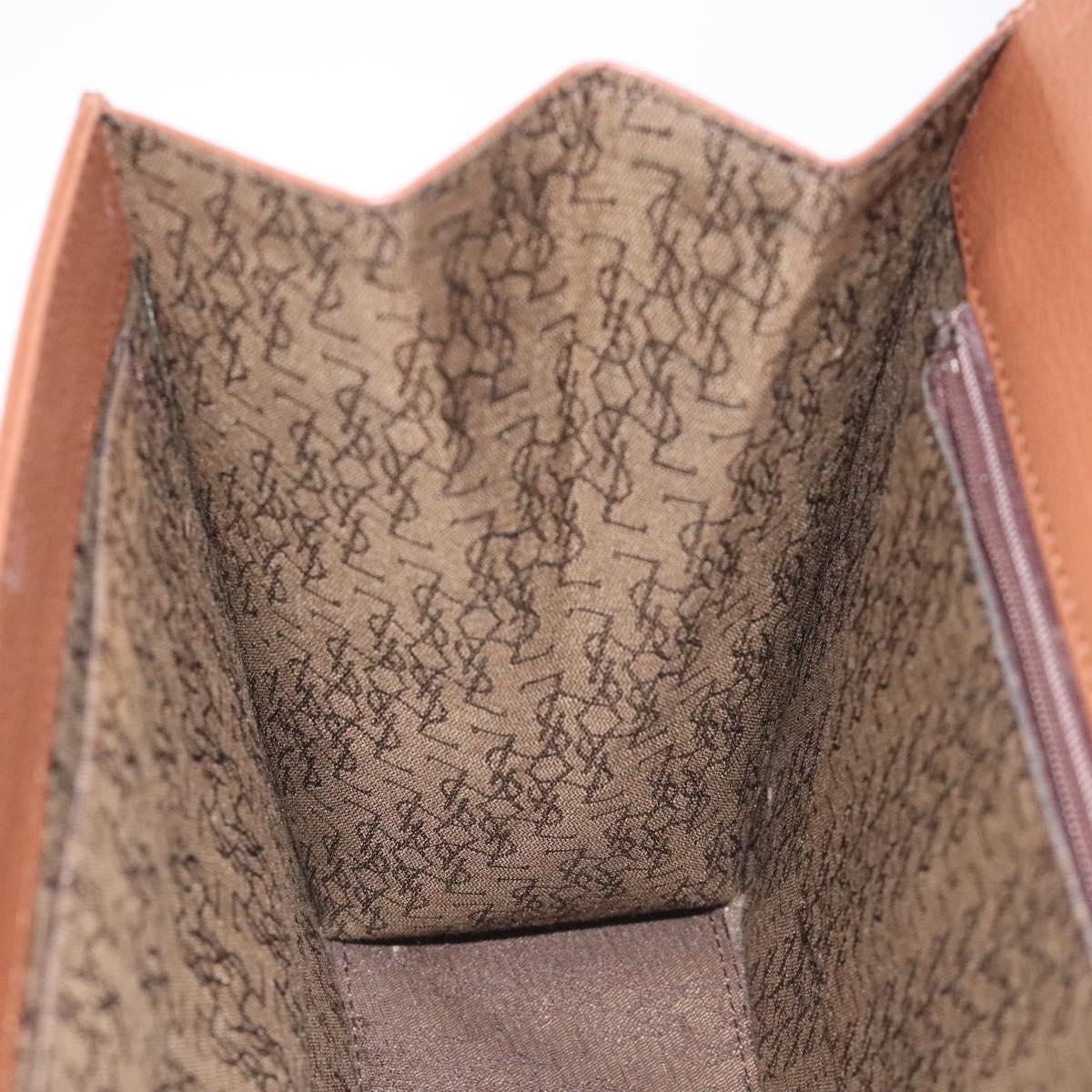 SAINT LAURENT Hand Bag Leather Brown Gold Auth mr1347