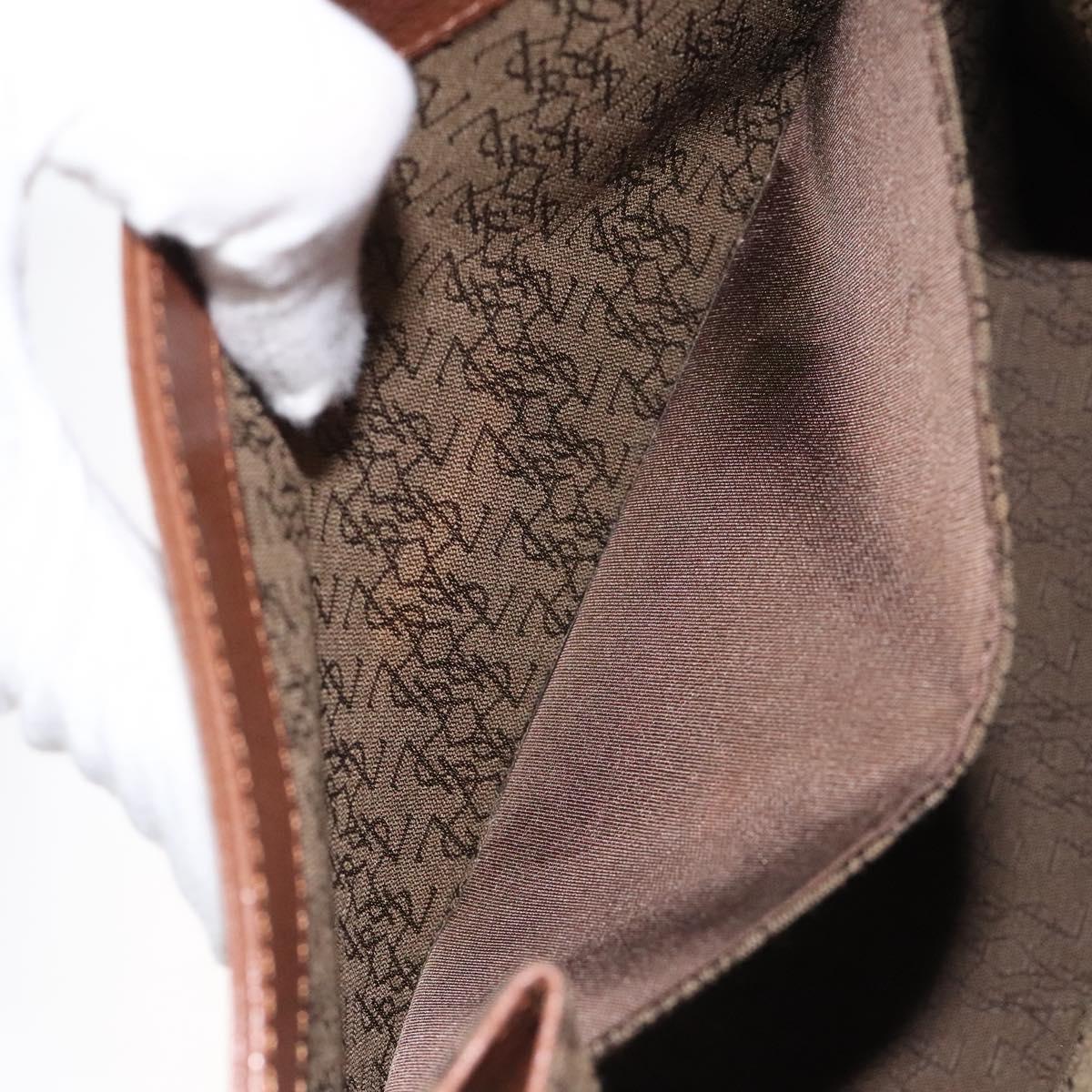 SAINT LAURENT Hand Bag Leather Brown Gold Auth mr1347