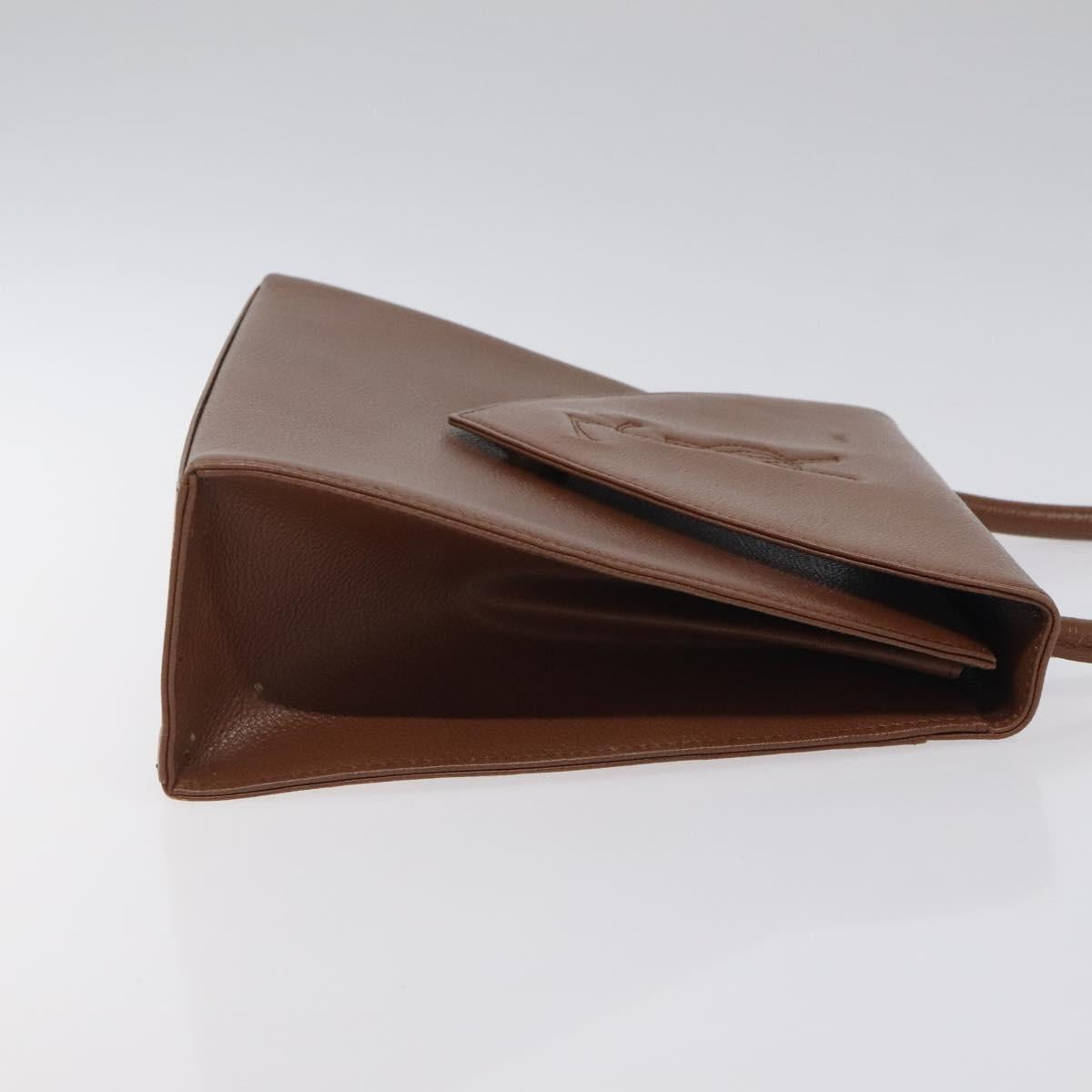 SAINT LAURENT Hand Bag Leather Brown Gold Auth mr1347