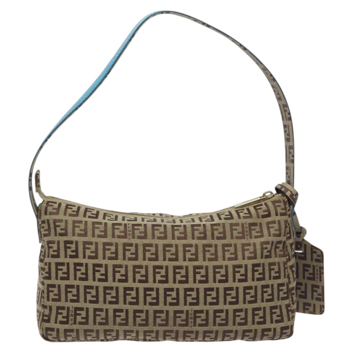FENDI Zucchino Canvas Hand Bag Black Brown 8BR573 Auth mr1354