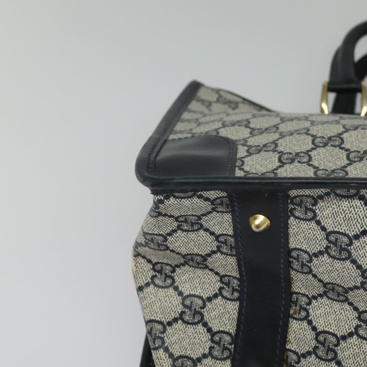 GUCCI GG Supreme Sherry Line Hand Bag PVC Navy Gold Auth mr1357
