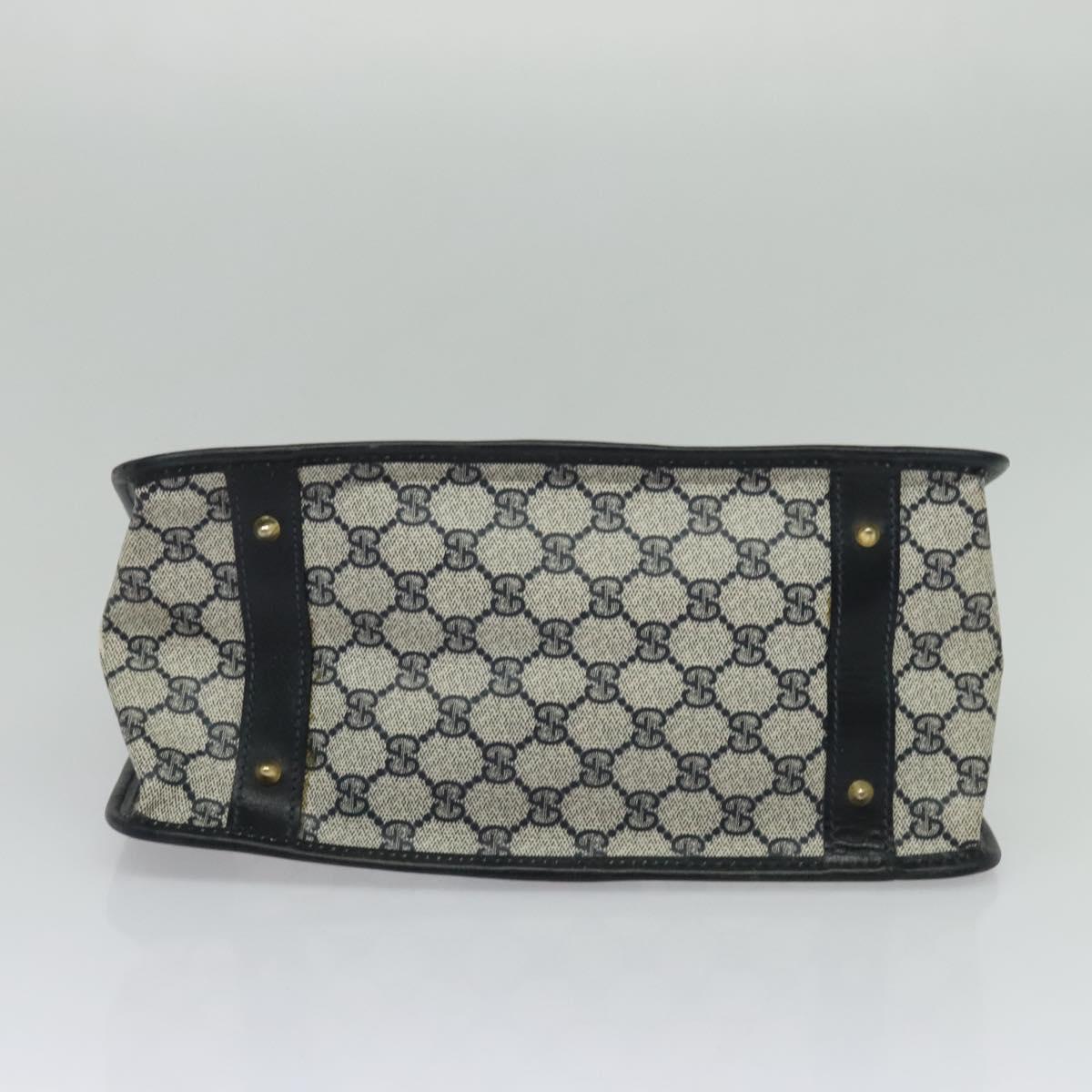 GUCCI GG Supreme Sherry Line Hand Bag PVC Navy Gold Auth mr1357