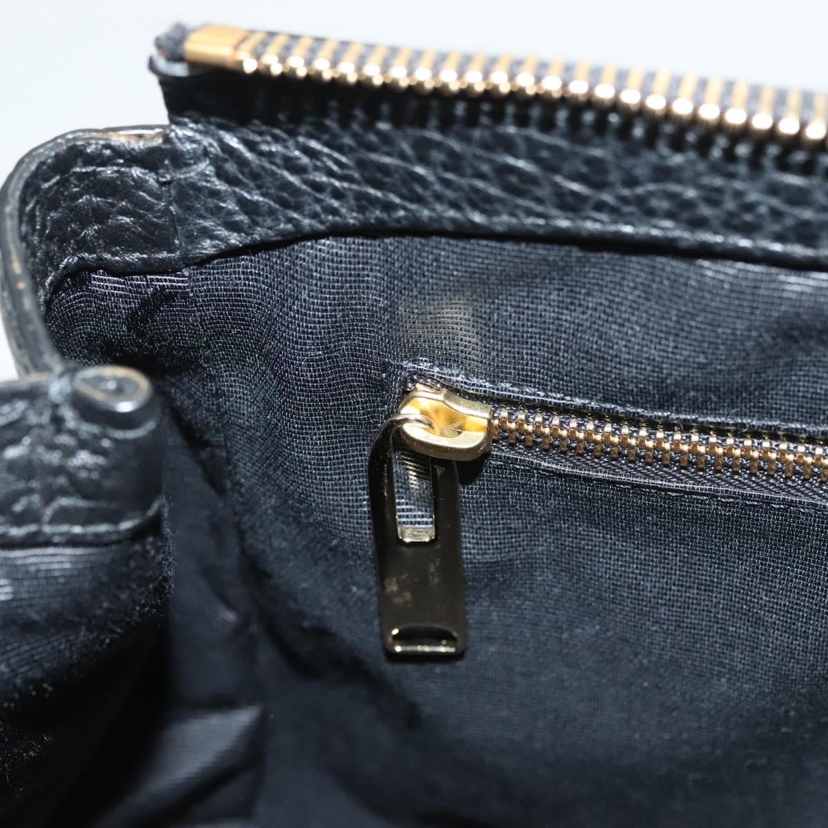 BURBERRY Hand Bag Leather 2way Black Gold Auth mr1365