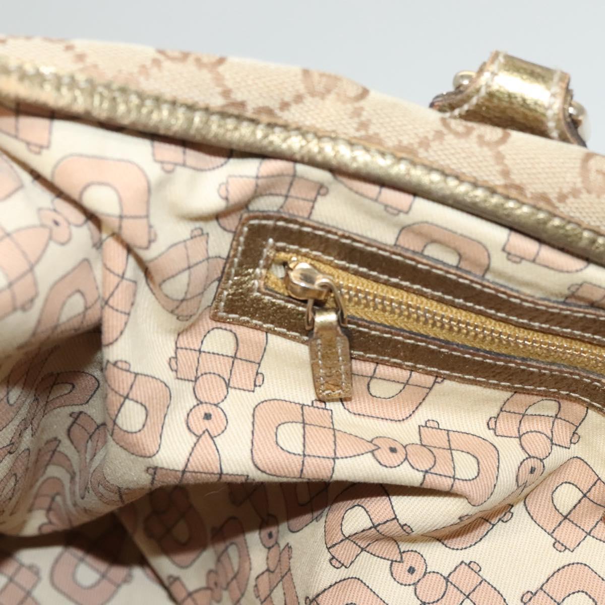 GUCCI GG Canvas Sherry Line Hand Bag Beige Gold 139260 Auth mr1366