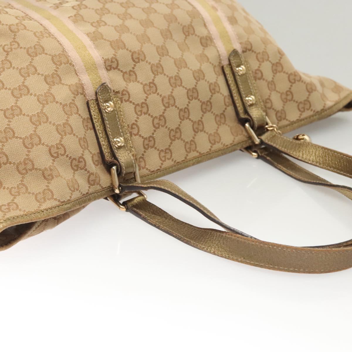 GUCCI GG Canvas Sherry Line Hand Bag Beige Gold 139260 Auth mr1366