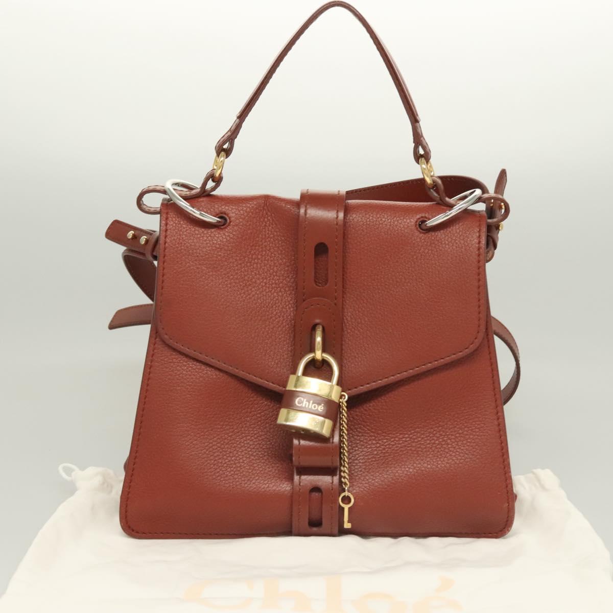 Chloe Abbey Hand Bag Leather 2way Brown Gold Auth mr1375