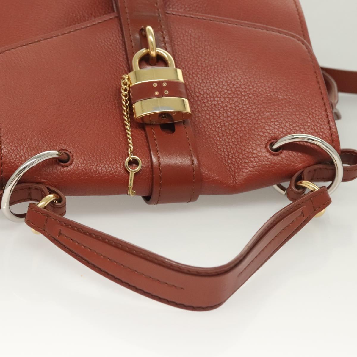 Chloe Abbey Hand Bag Leather 2way Brown Gold Auth mr1375