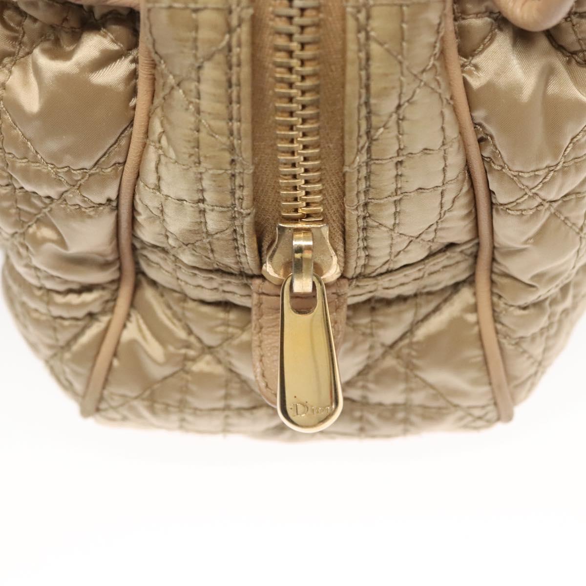 Christian Dior Canage Hand Bag Nylon Beige Gold Auth mr1376