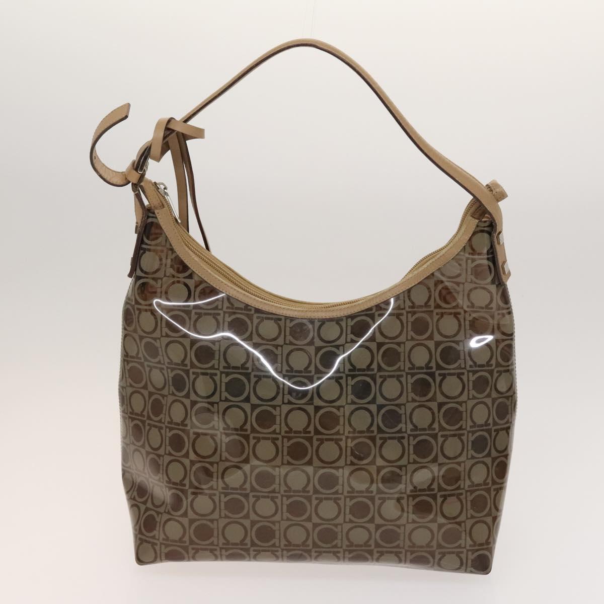 Salvatore Ferragamo Hand Bag Vinyl 2Set Brown Auth mr1382