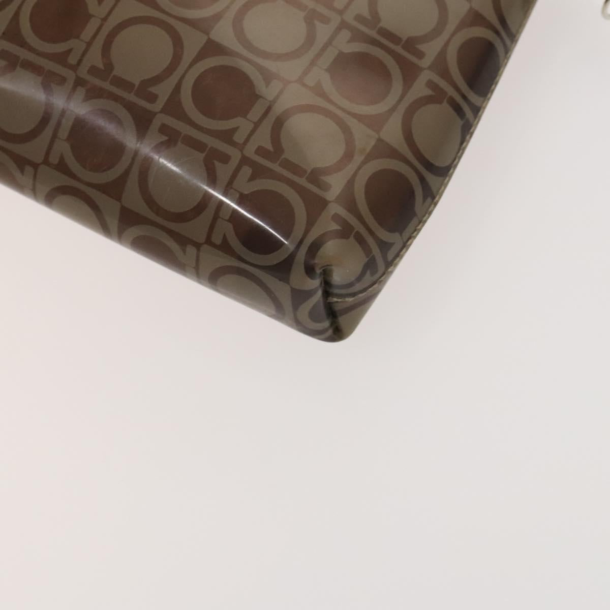 Salvatore Ferragamo Hand Bag Vinyl 2Set Brown Auth mr1382