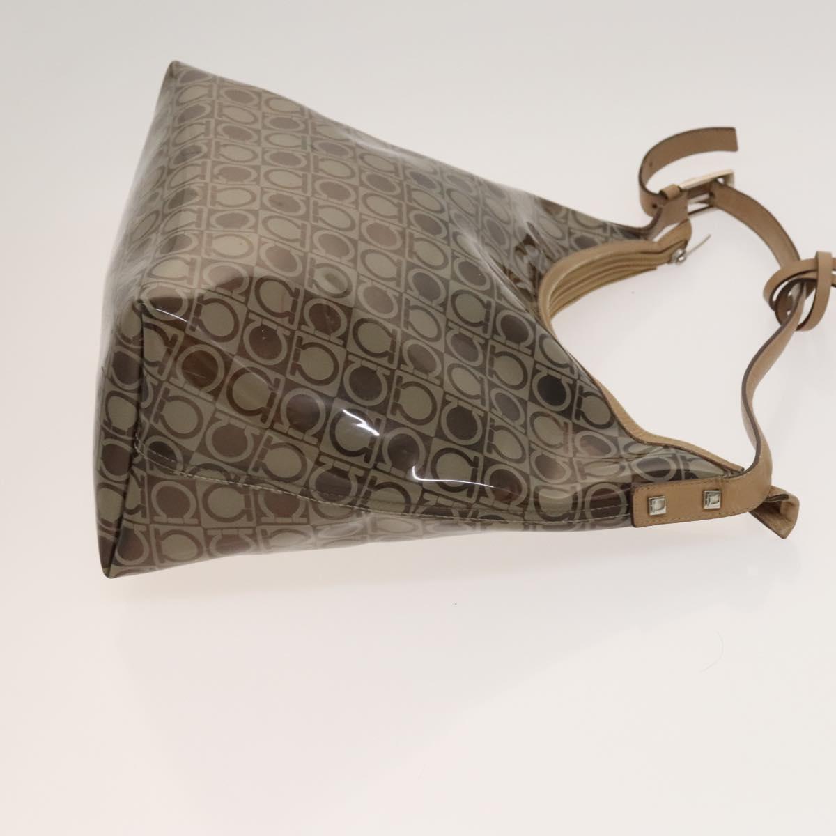 Salvatore Ferragamo Hand Bag Vinyl 2Set Brown Auth mr1382