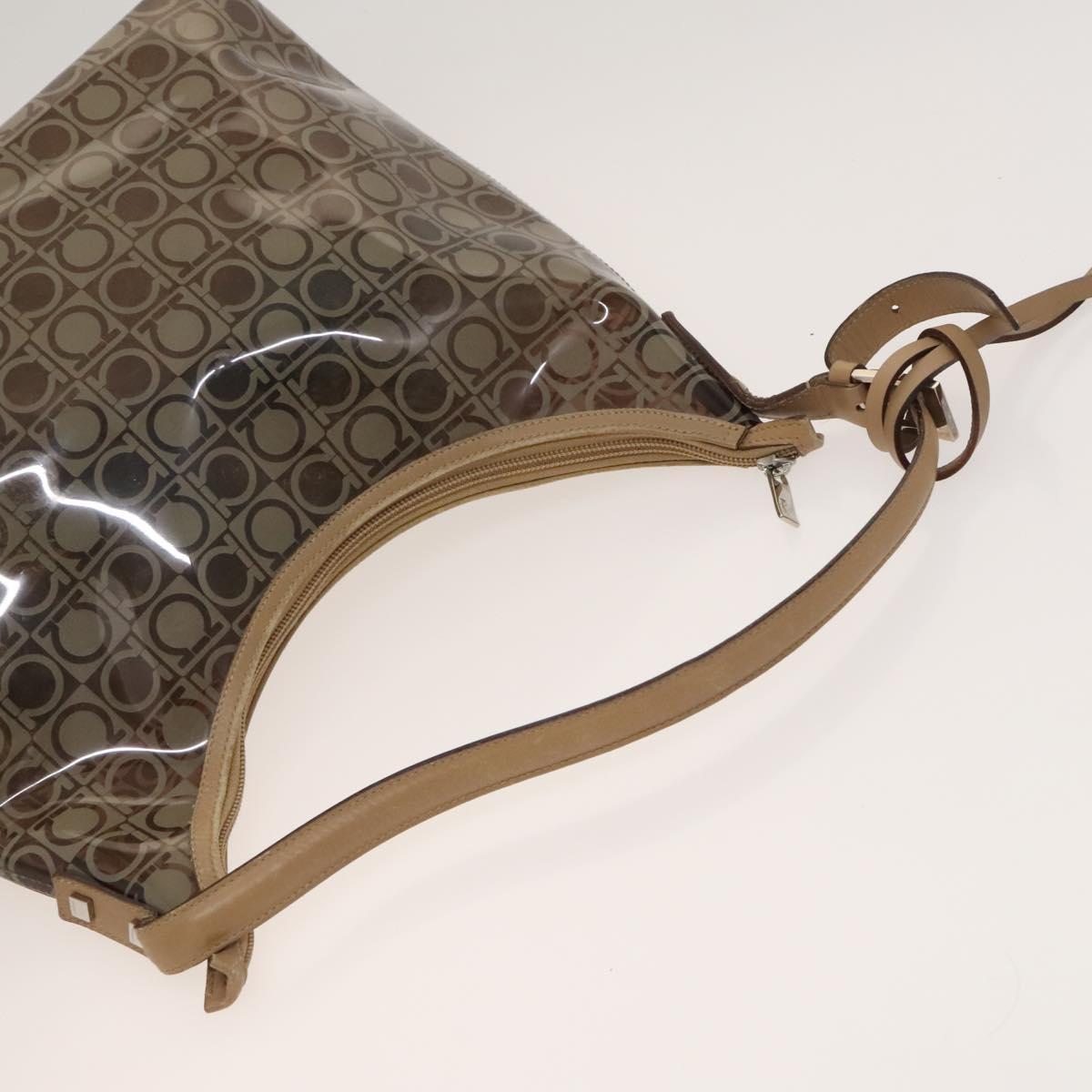 Salvatore Ferragamo Hand Bag Vinyl 2Set Brown Auth mr1382