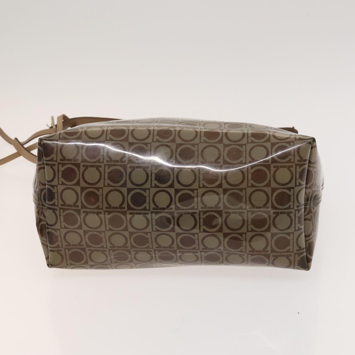 Salvatore Ferragamo Hand Bag Vinyl 2Set Brown Auth mr1382