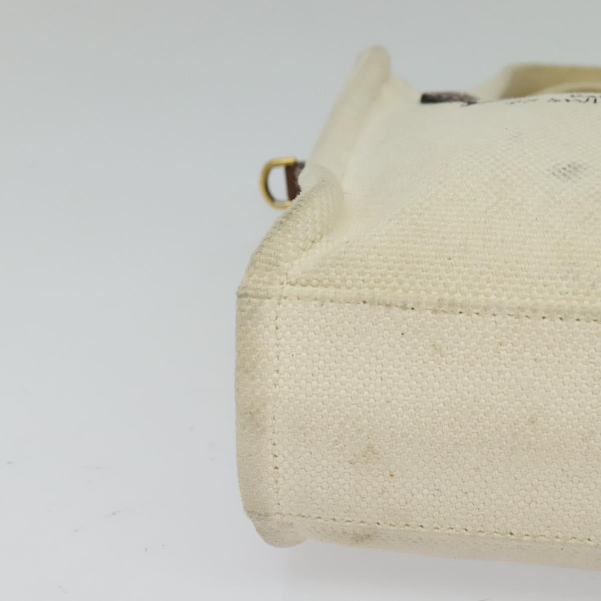BALLY Crystalia XS Hand Bag Canvas 2way White Gold Auth mr1384