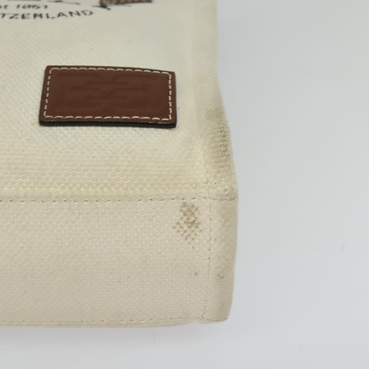 BALLY Crystalia XS Hand Bag Canvas 2way White Gold Auth mr1384