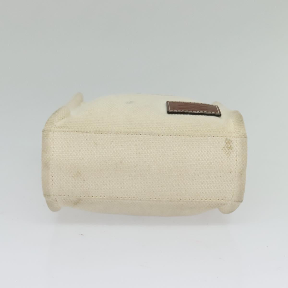 BALLY Crystalia XS Hand Bag Canvas 2way White Gold Auth mr1384