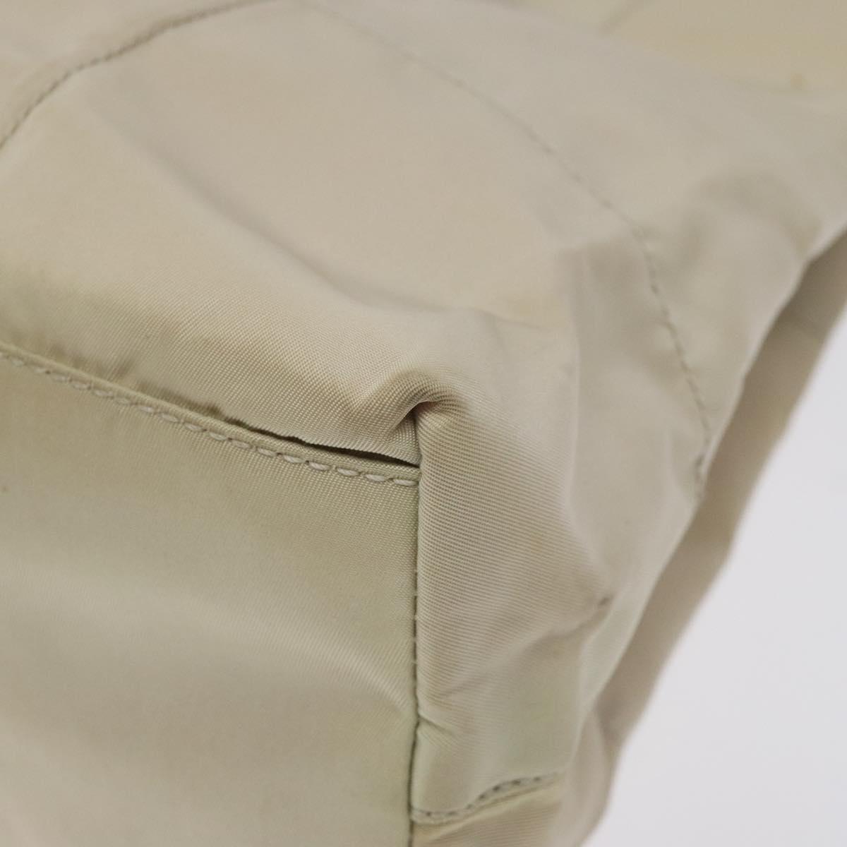 PRADA Chain Tote Bag Nylon White Silver Auth mr1398