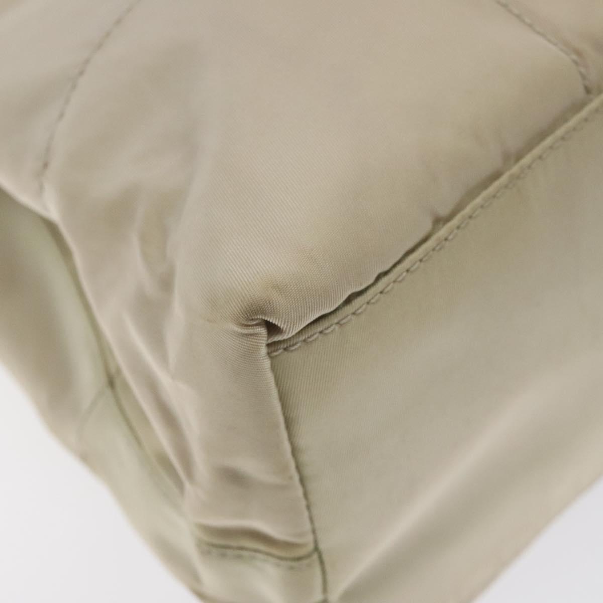 PRADA Chain Tote Bag Nylon White Silver Auth mr1398