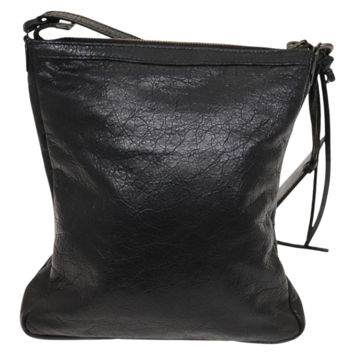 BALENCIAGA City Shoulder Bag Leather Black Auth mr1426