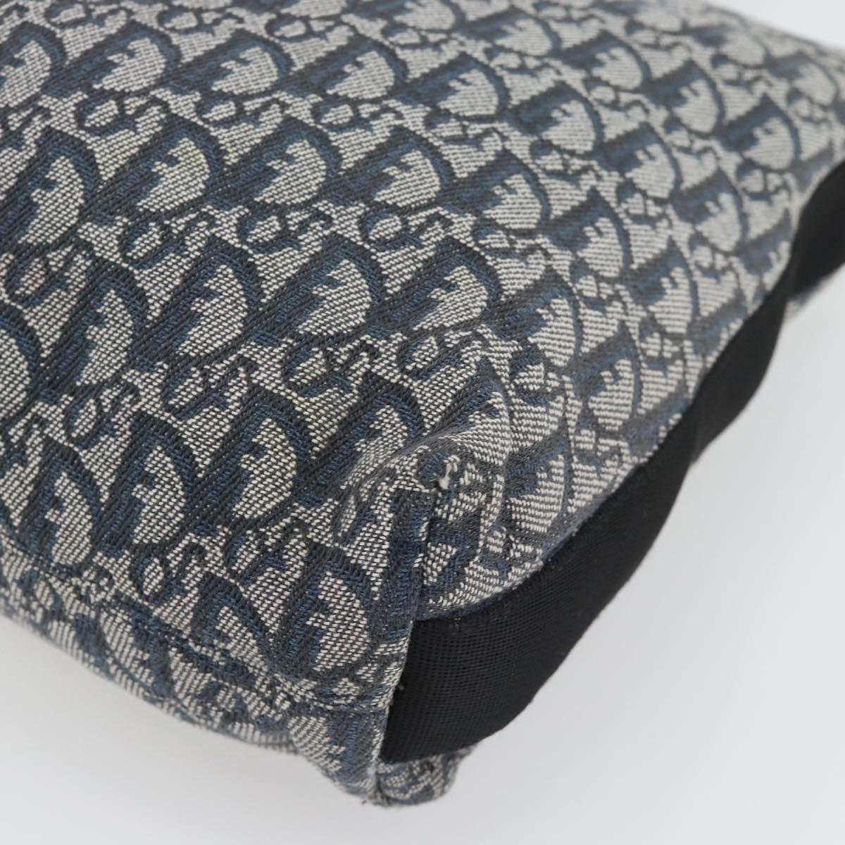 Christian Dior Trotter Canvas Shoulder Bag Navy Silver Auth mr1433