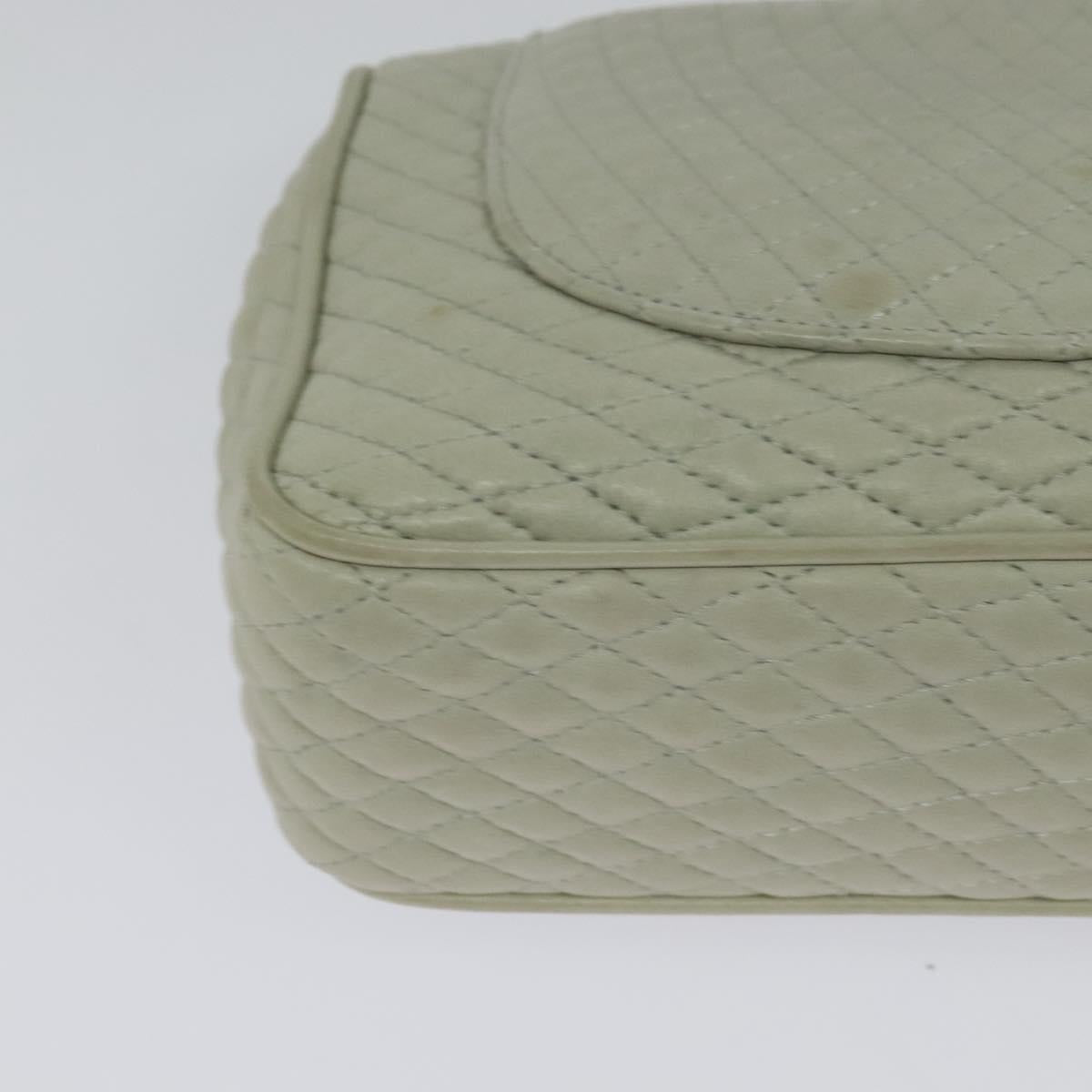 BALLY Quilted Chain Shoulder Bag Leather Beige Gold Auth mr1446