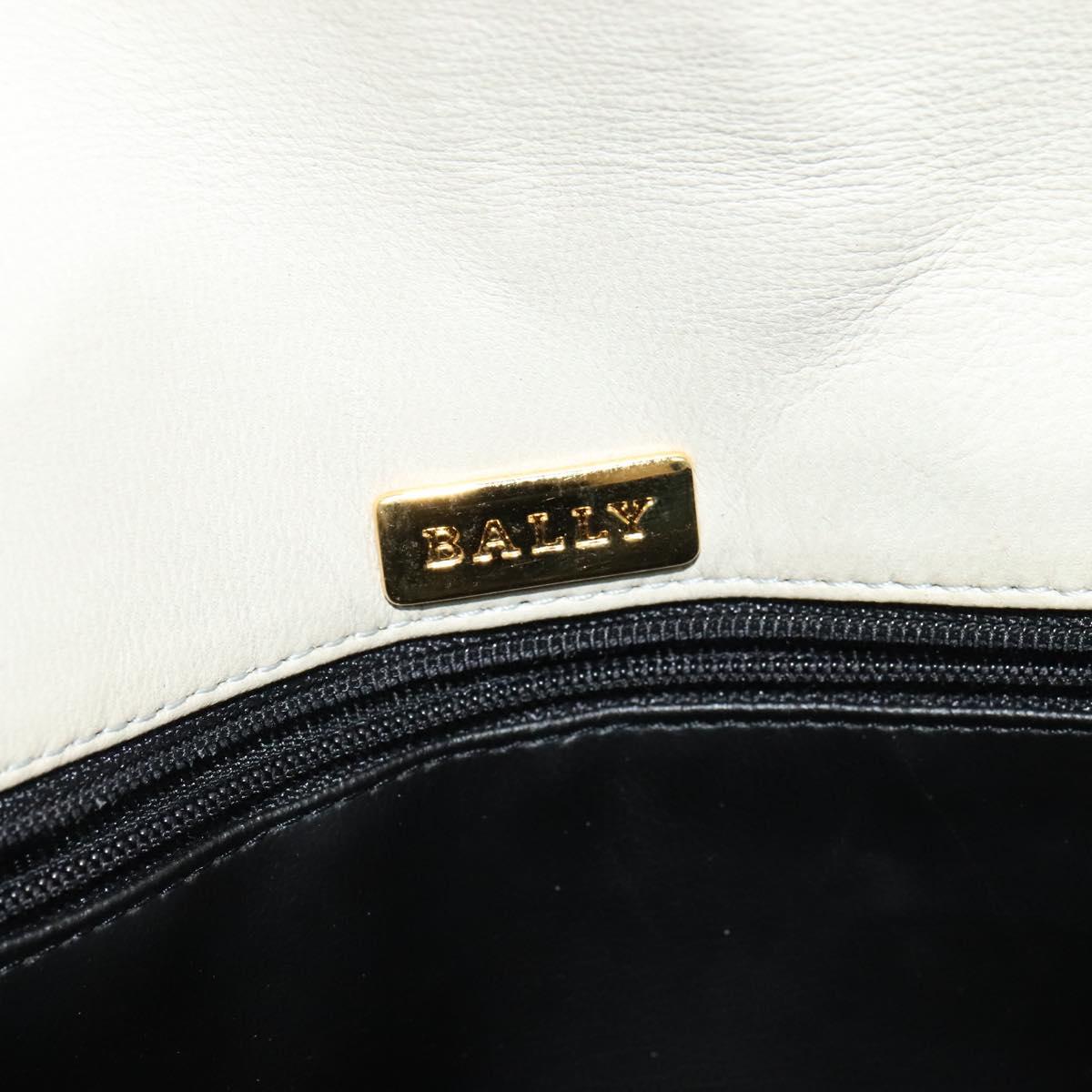 BALLY Quilted Chain Shoulder Bag Leather Beige Gold Auth mr1446