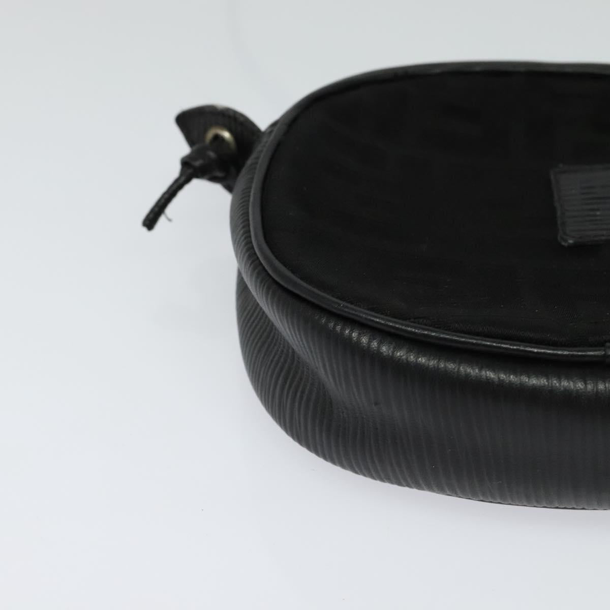 FENDI Zucca Canvas Shoulder Bag Black Gold Auth mr1448