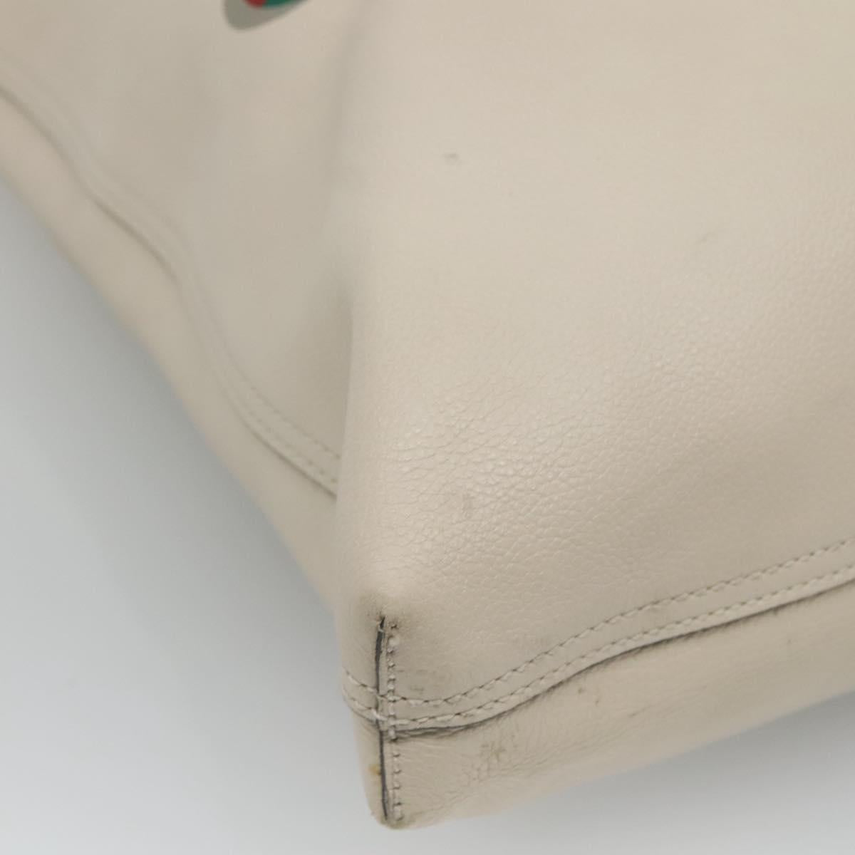 GUCCI Web Sherry Line Tote Bag Leather Ivory 572768 Auth mr1460