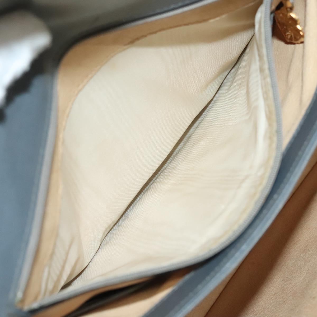 GUCCI Hand Bag Leather Gray Silver Auth mr1461