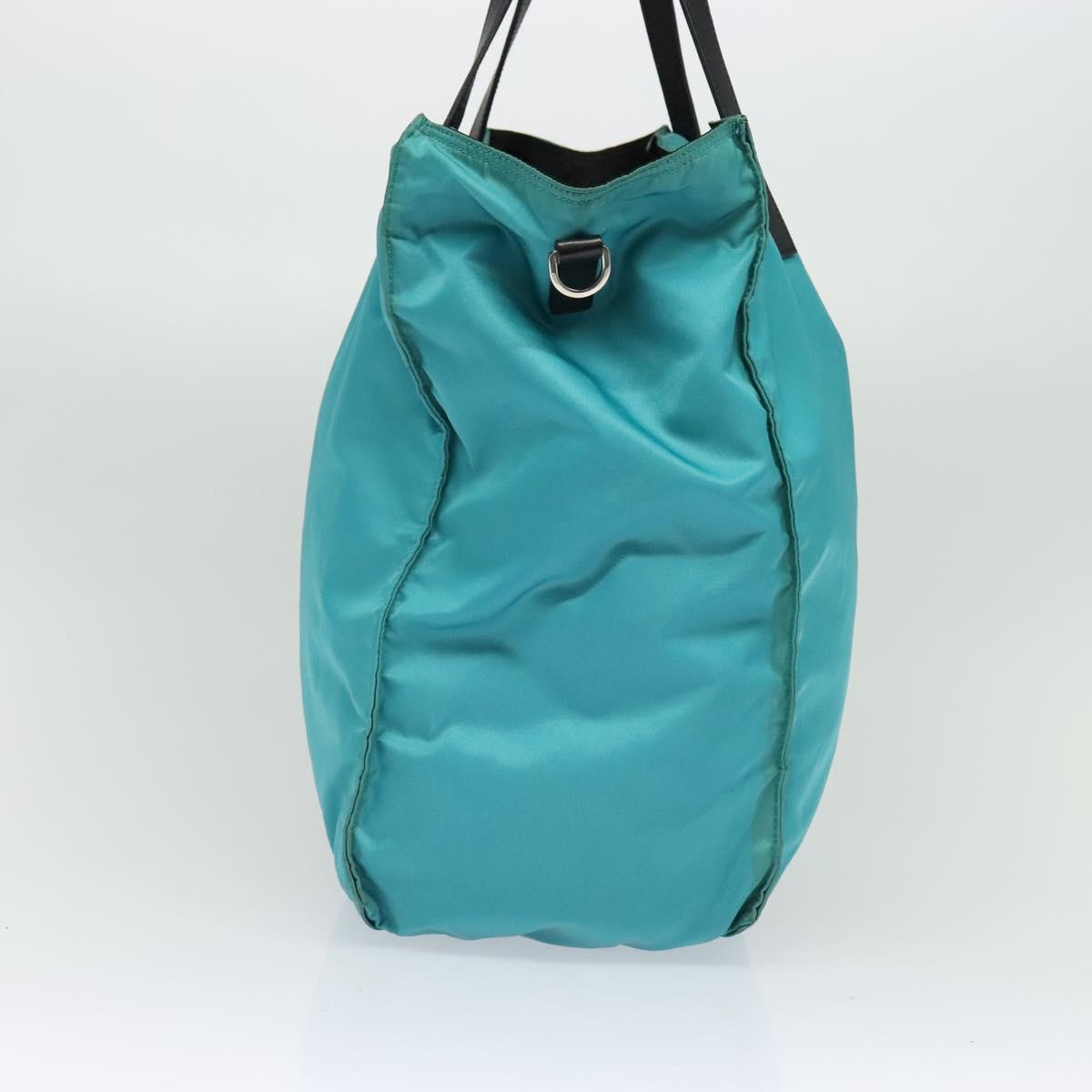 PRADA Tote Bag Nylon Blue Silver Auth mr1463