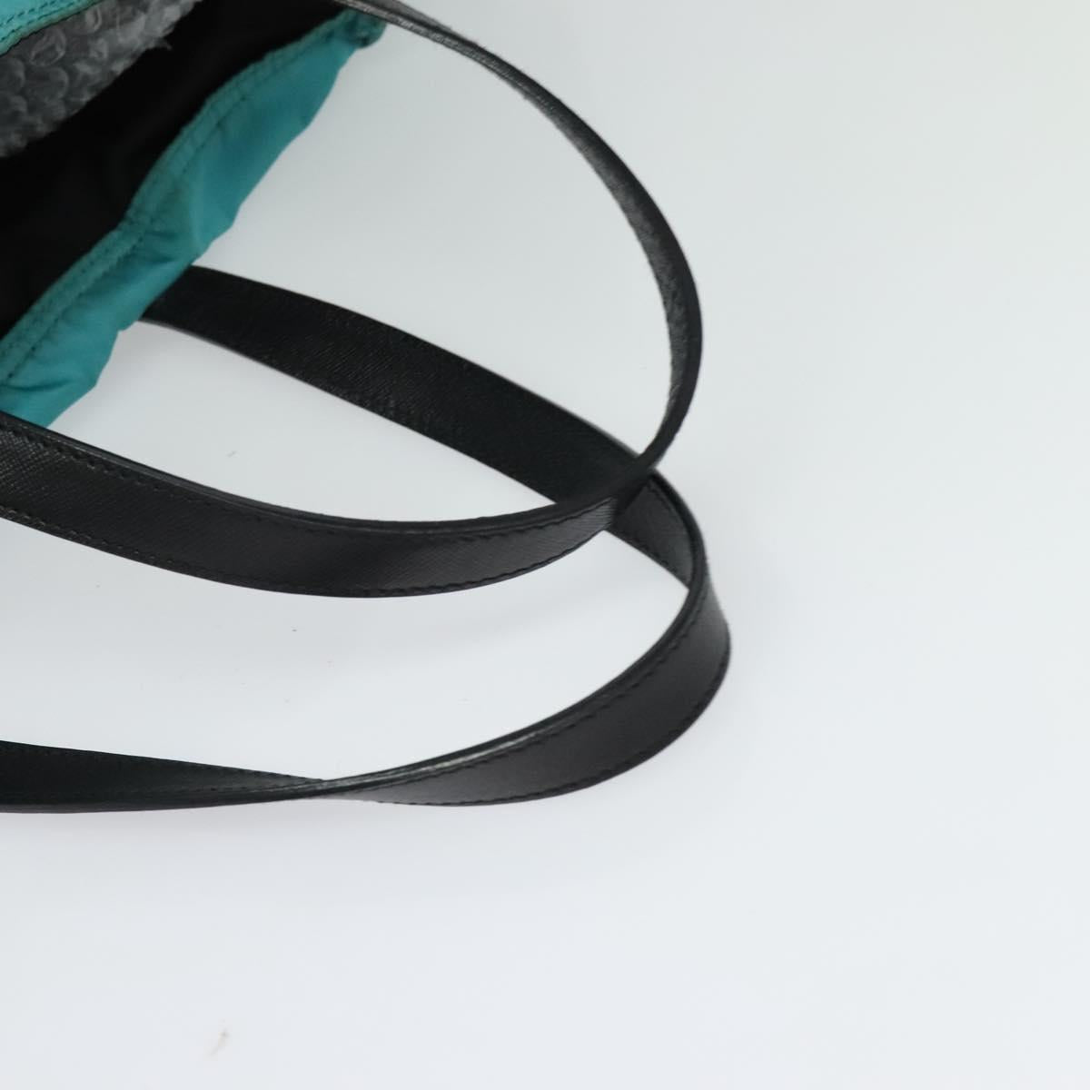 PRADA Tote Bag Nylon Blue Silver Auth mr1463