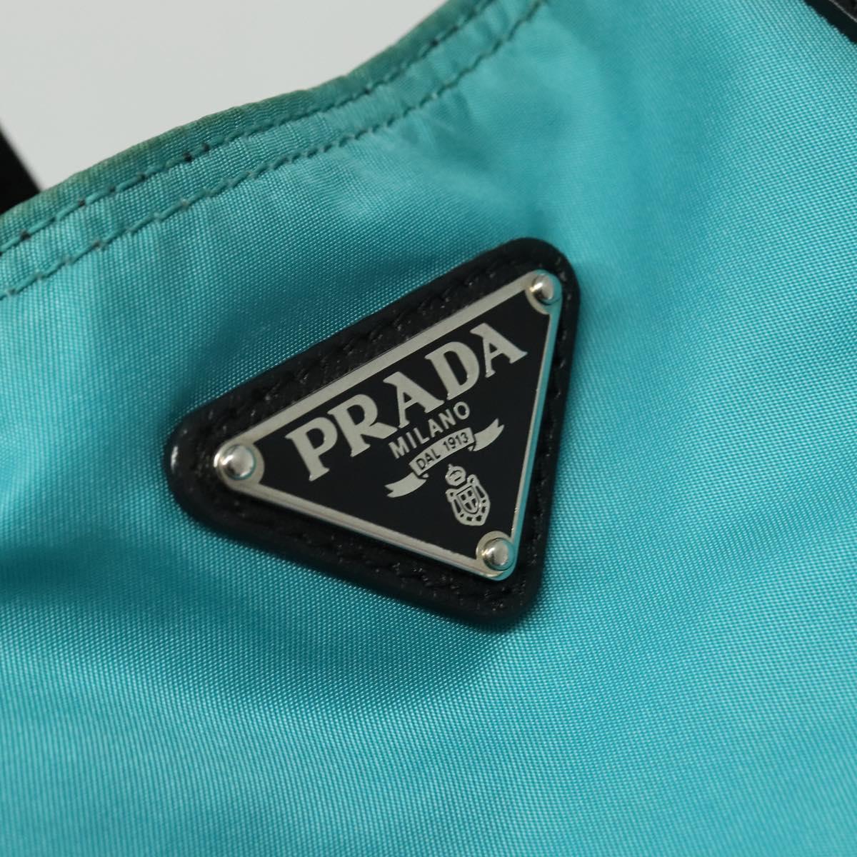 PRADA Tote Bag Nylon Blue Silver Auth mr1463