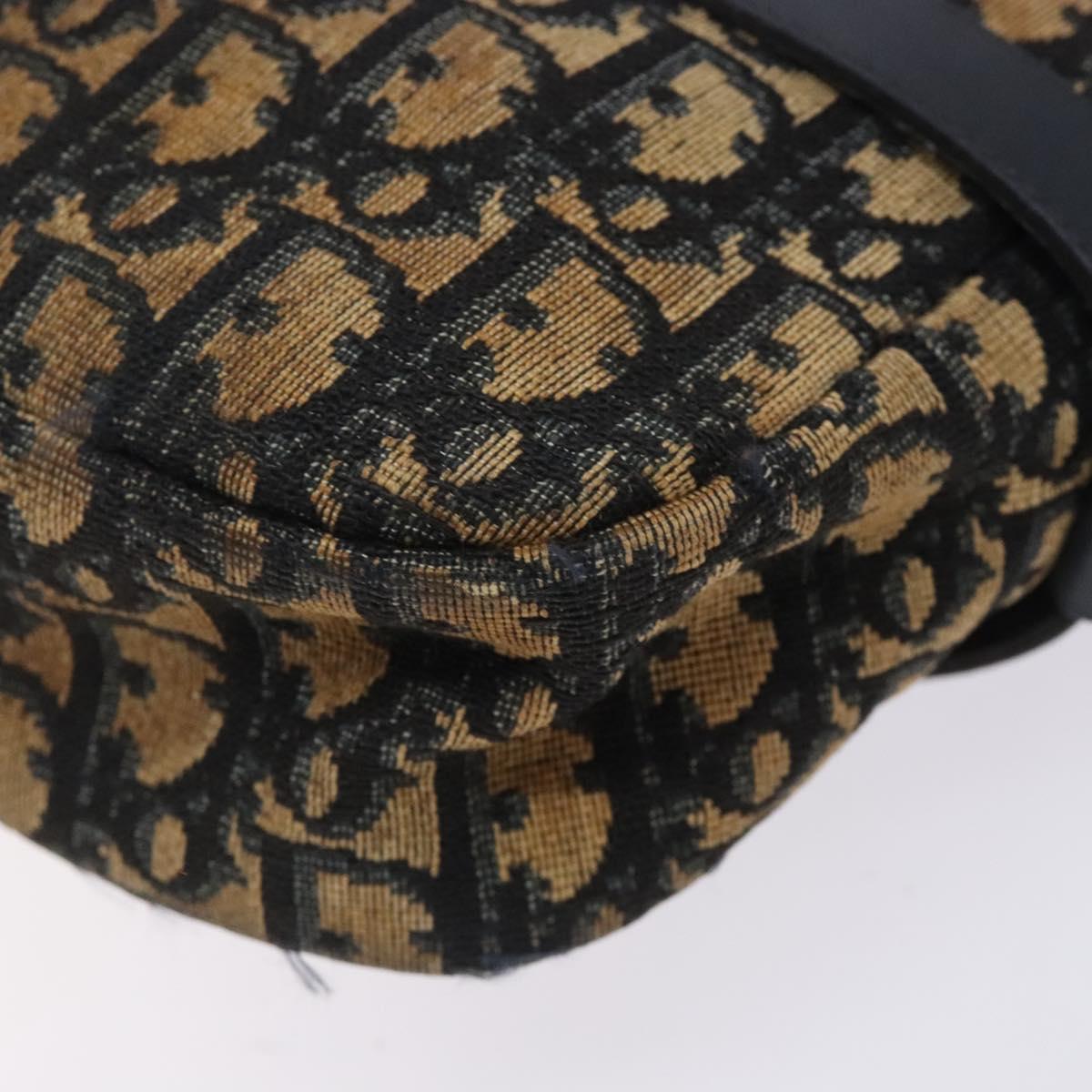 Christian Dior Trotter Canvas Shoulder Bag Navy Gold Auth mr1464