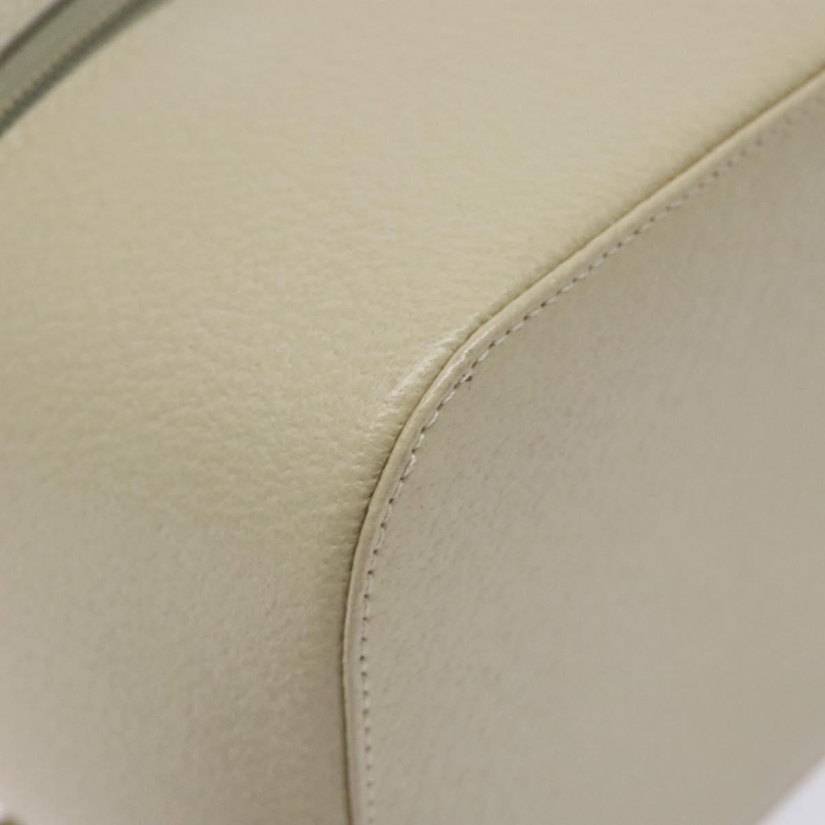 GUCCI Vanity Pouch Leather Beige Silver 039 2020 0710 Auth mr1466
