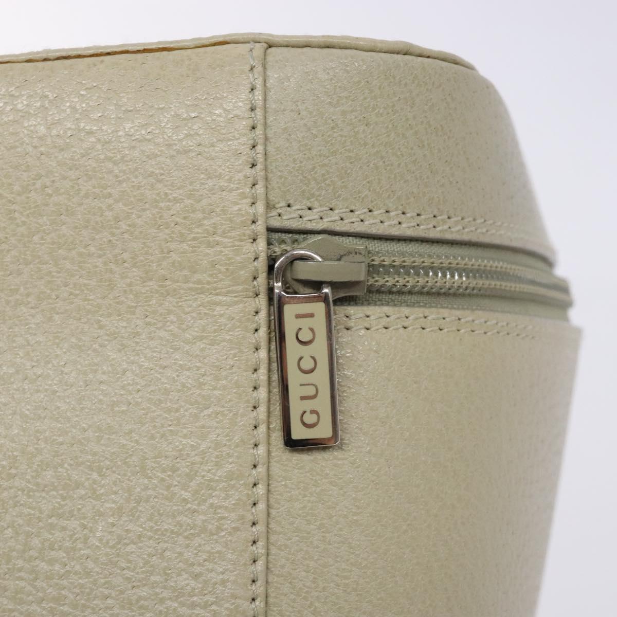 GUCCI Vanity Pouch Leather Beige Silver 039 2020 0710 Auth mr1466