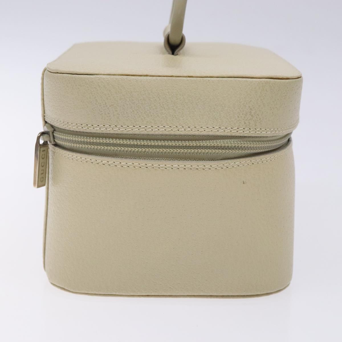 GUCCI Vanity Pouch Leather Beige Silver 039 2020 0710 Auth mr1466