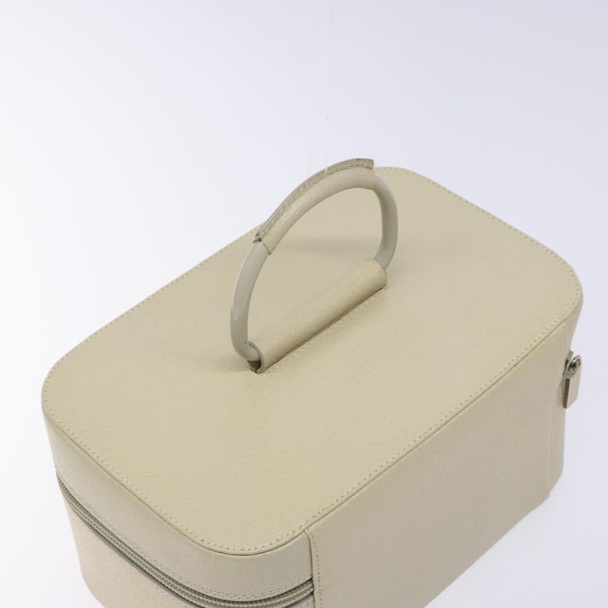 GUCCI Vanity Pouch Leather Beige Silver 039 2020 0710 Auth mr1466