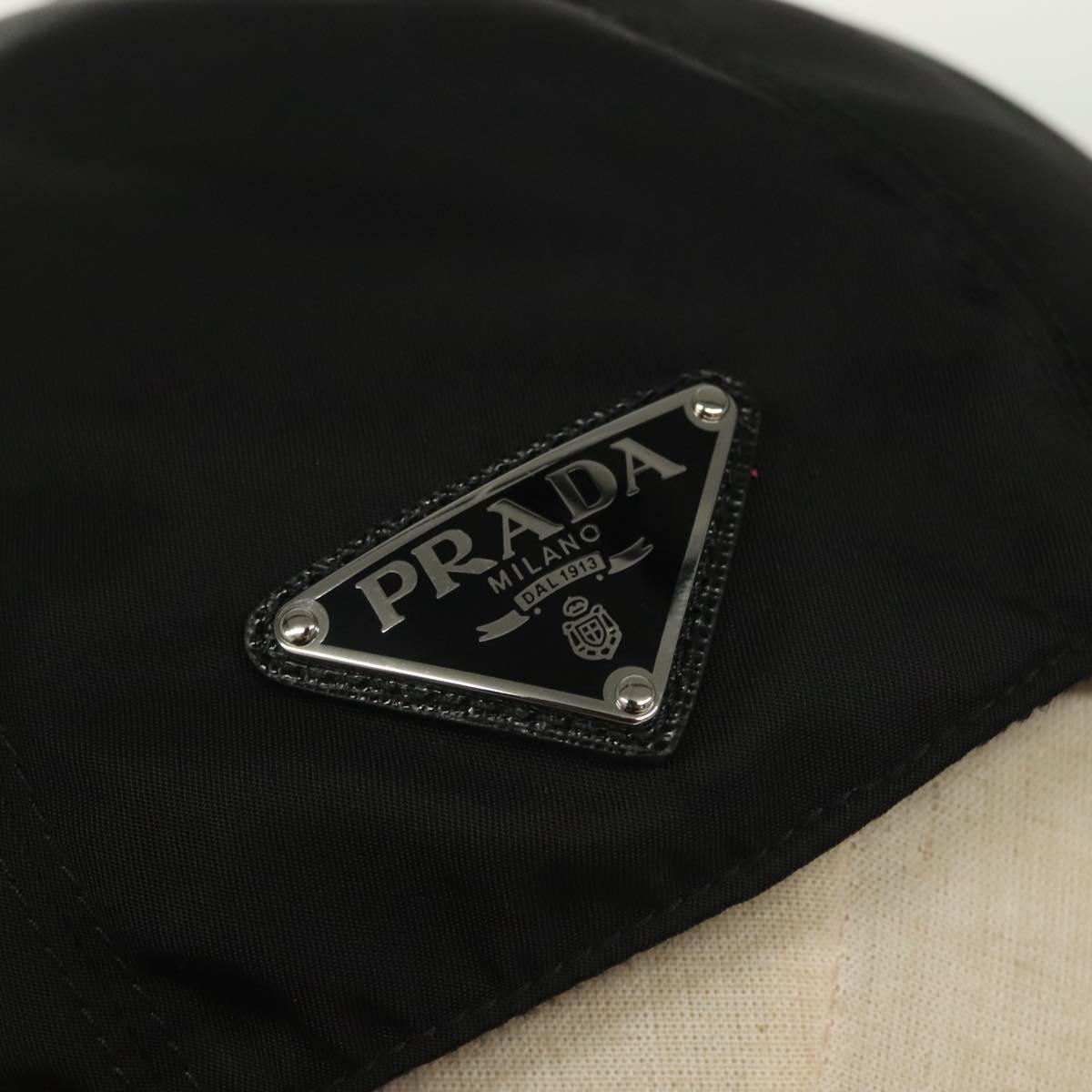 PRADA Cap Nylon M Black Auth mr1473