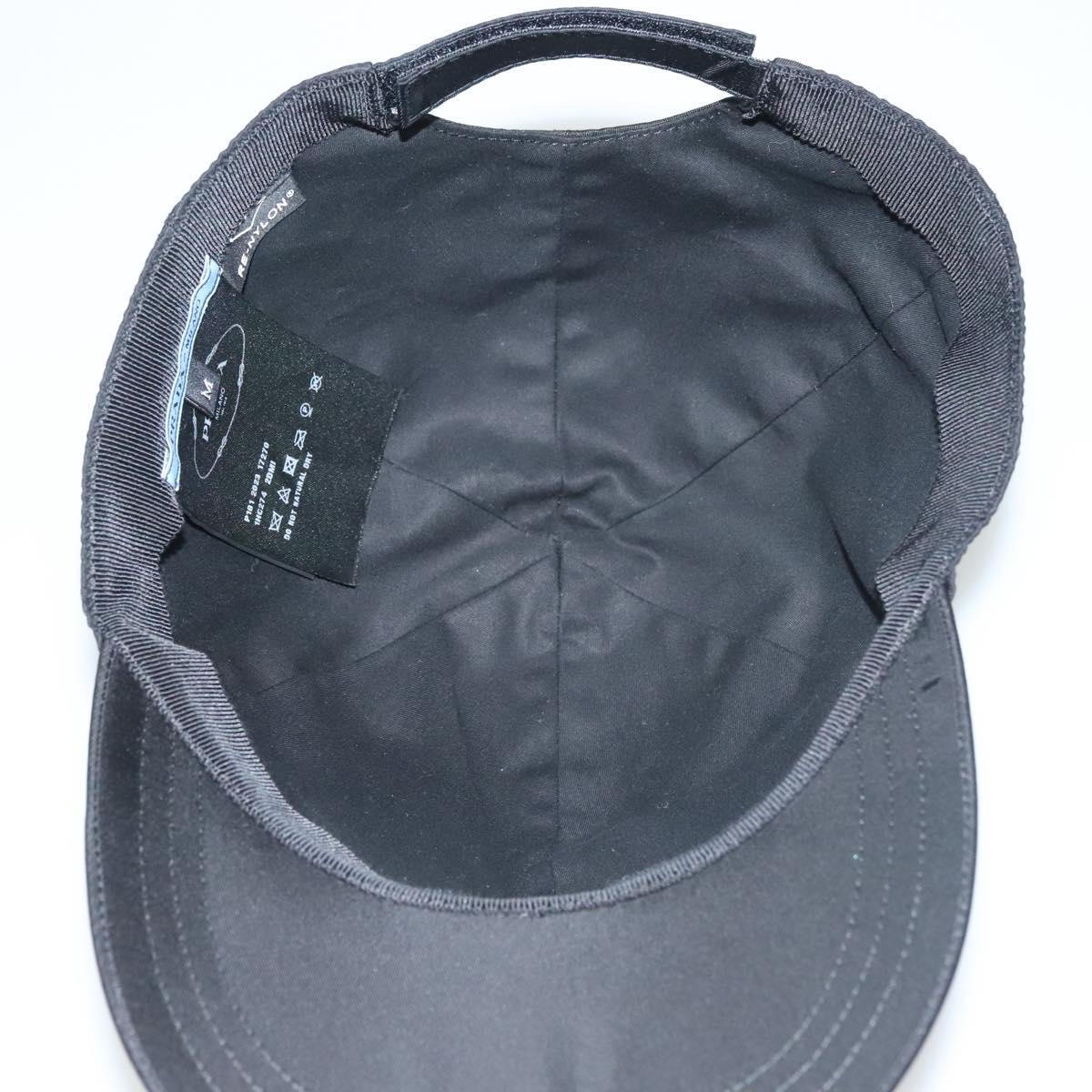 PRADA Cap Nylon M Black Auth mr1473