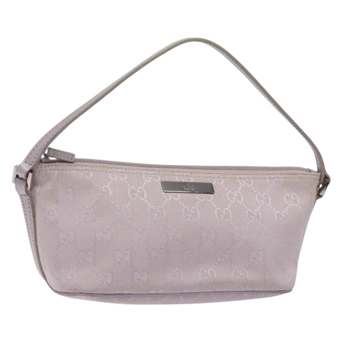 GUCCI GG Canvas Accessory Pouch Purple Silver 7198 Auth mr1477