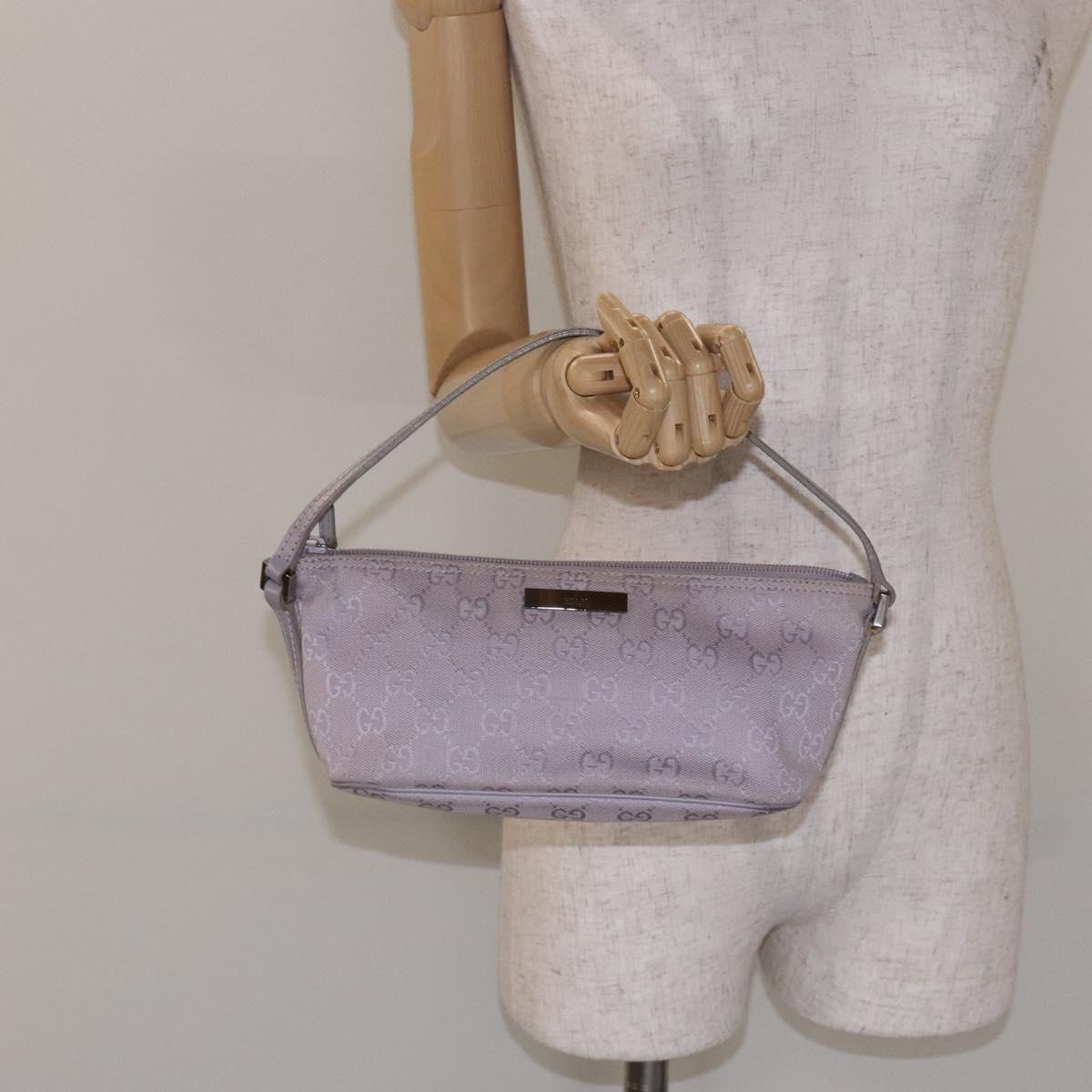 GUCCI GG Canvas Accessory Pouch Purple Silver 7198 Auth mr1477