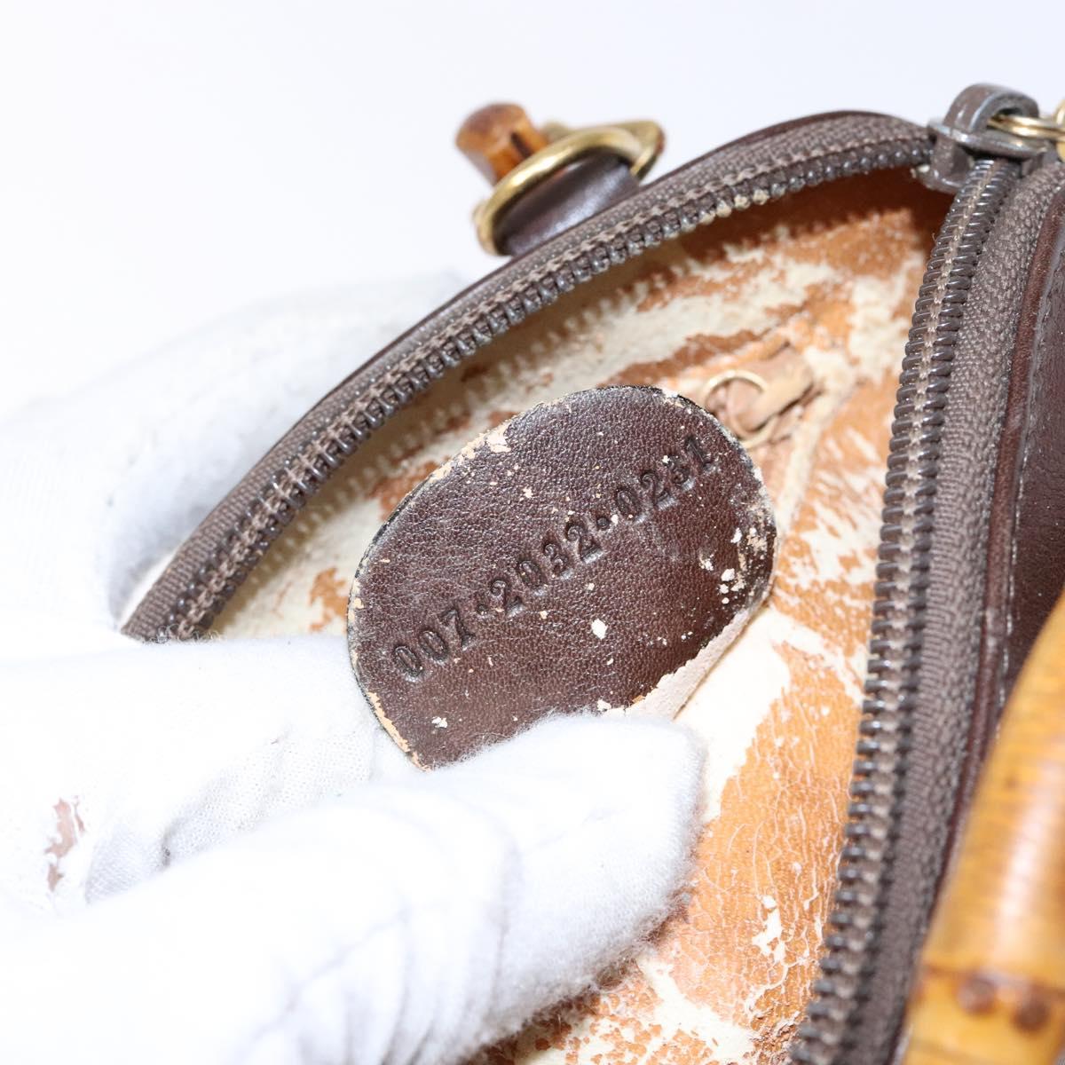 GUCCI Bamboo Shoulder Bag Leather 2way Brown Gold 007 2032 0281 Auth mr1478