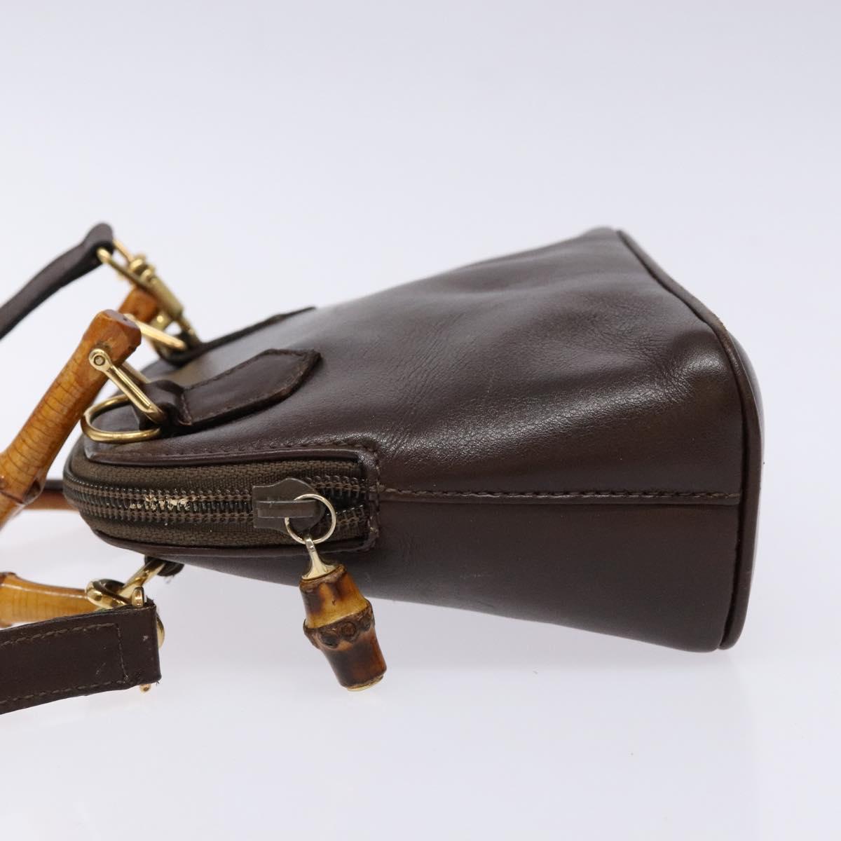 GUCCI Bamboo Shoulder Bag Leather 2way Brown Gold 007 2032 0281 Auth mr1478